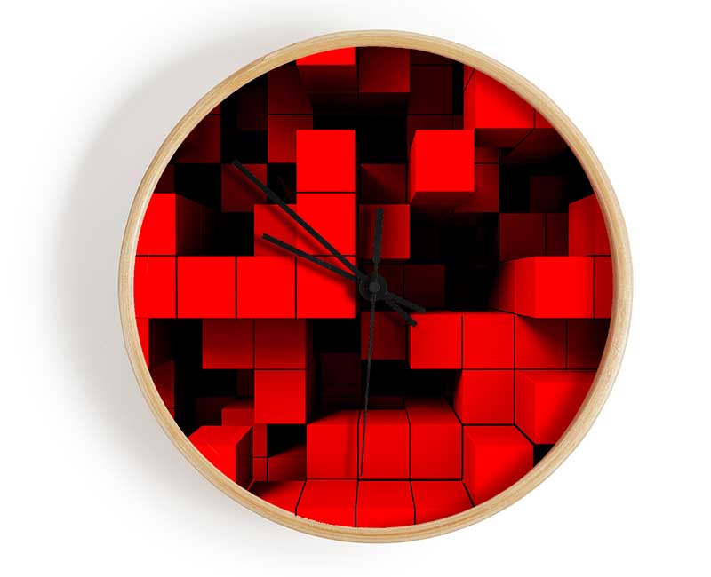 Red Cubism Clock - Wallart-Direct UK