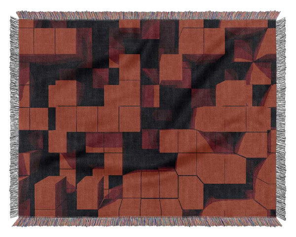 Red Cubism Woven Blanket