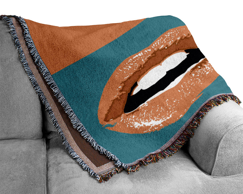 Vibrant Pop Art Lips Woven Blanket