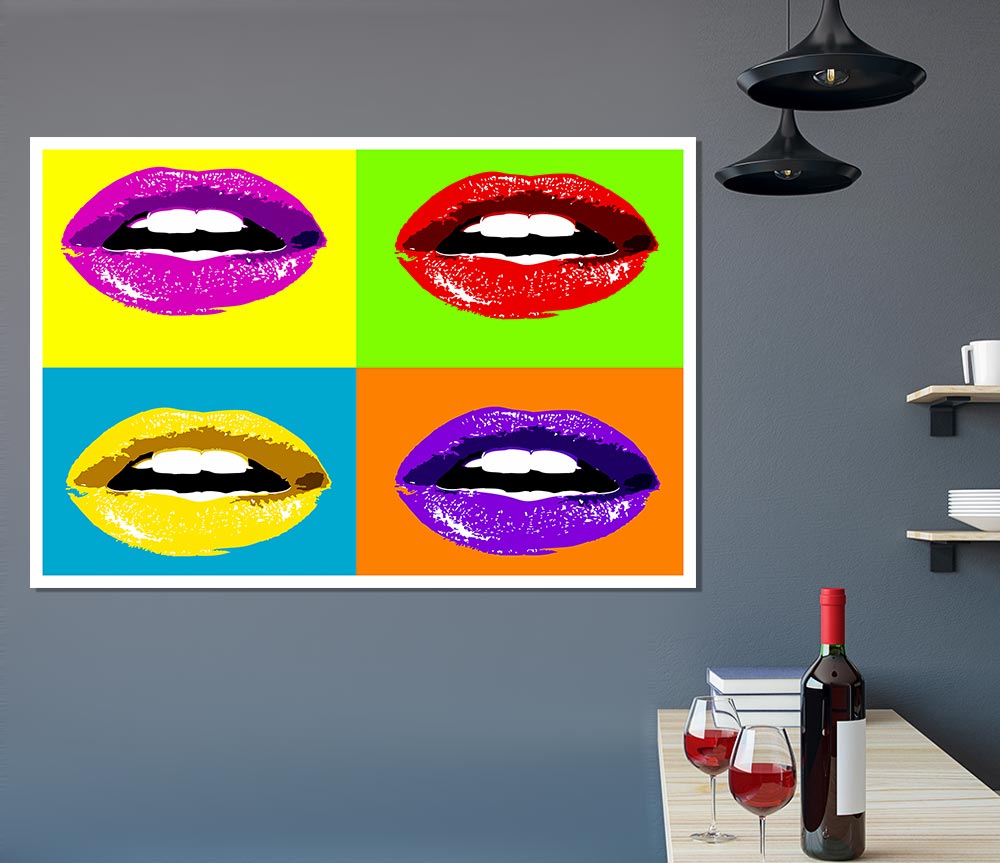 Vibrant Pop Art Lips Print Poster Wall Art