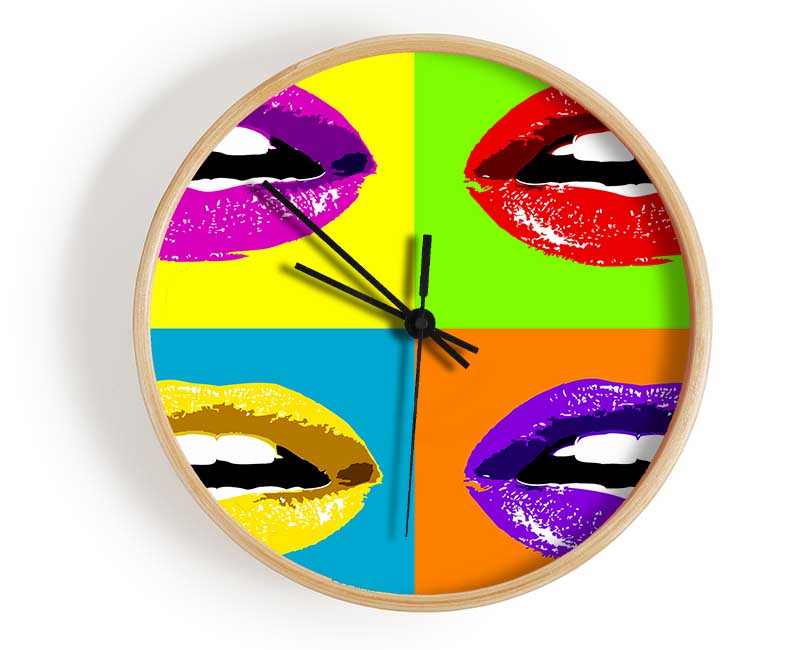 Vibrant Pop Art Lips Clock - Wallart-Direct UK