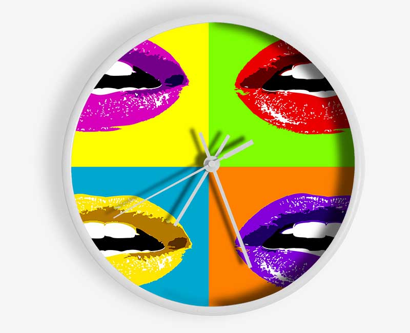 Vibrant Pop Art Lips Clock - Wallart-Direct UK