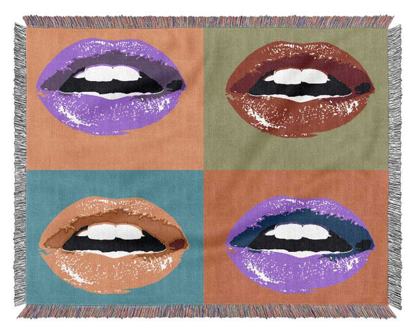 Vibrant Pop Art Lips Woven Blanket