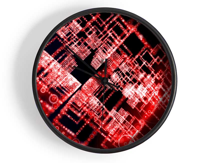 Red Surreal City Blocks Clock - Wallart-Direct UK