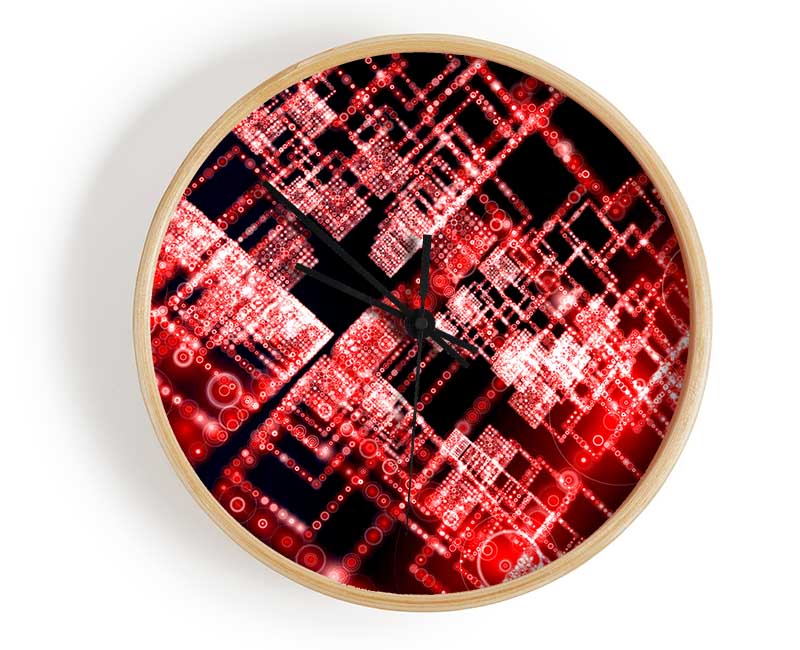 Red Surreal City Blocks Clock - Wallart-Direct UK