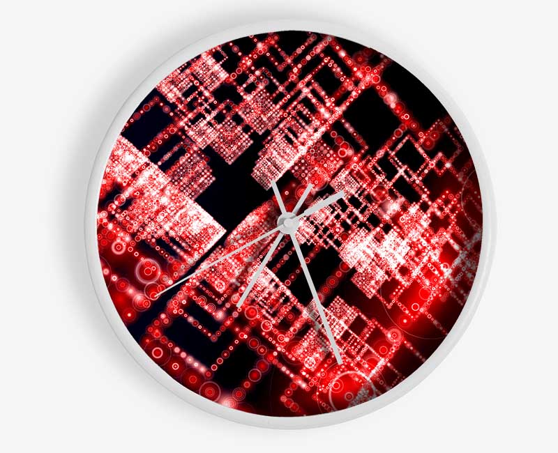 Red Surreal City Blocks Clock - Wallart-Direct UK