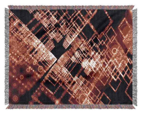 Red Surreal City Blocks Woven Blanket