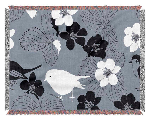 Songbird Petals Grey Woven Blanket