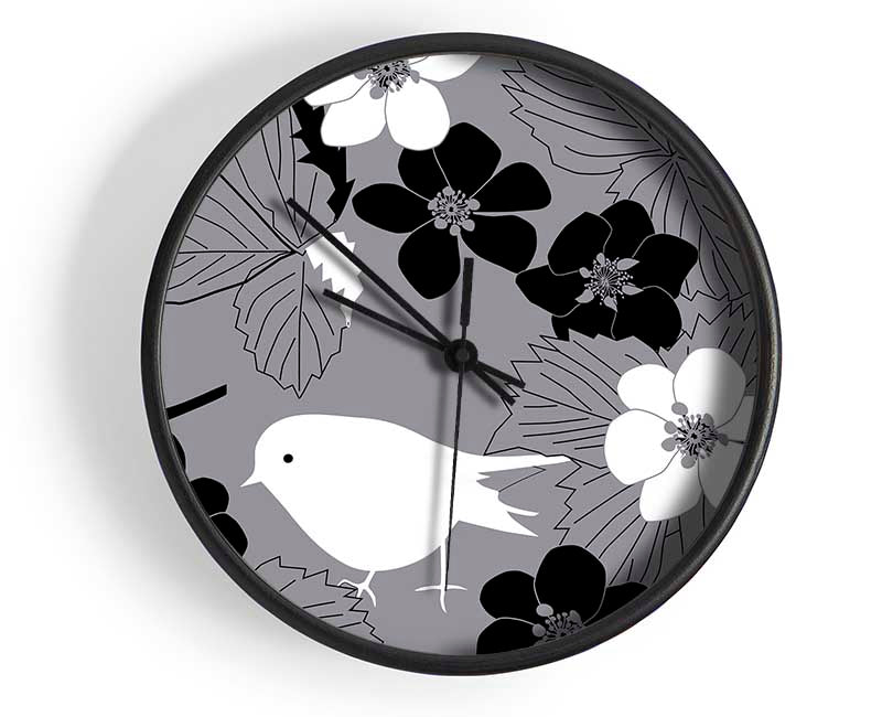 Songbird Petals Grey Clock - Wallart-Direct UK