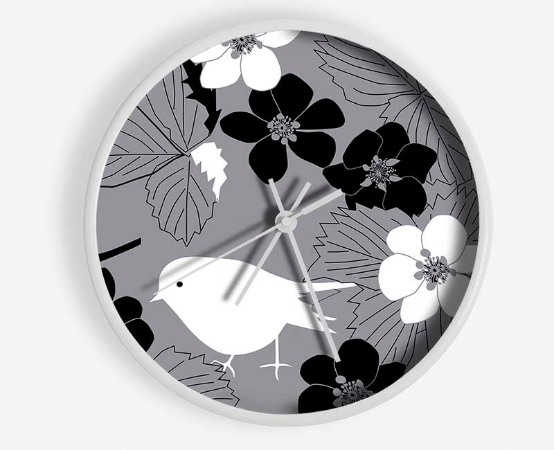 Songbird Petals Grey Clock - Wallart-Direct UK