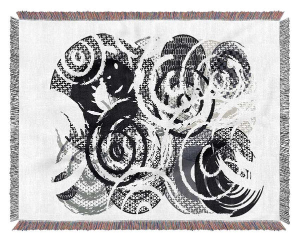 Swirls Of Circles B n W Woven Blanket