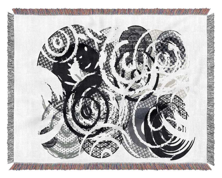 Swirls Of Circles B n W Woven Blanket
