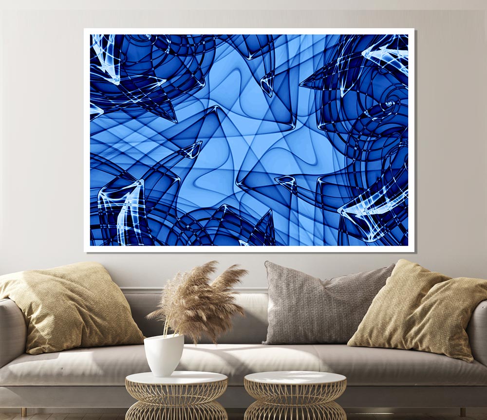 Blue Glass Print Poster Wall Art