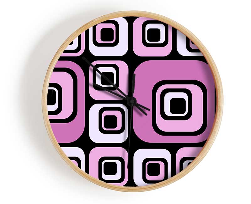 Squareness Of Pink Clock - Wallart-Direct UK
