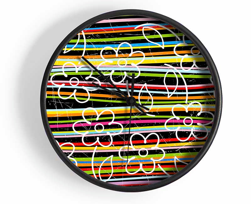 Vertical Rainbow Daisies Clock - Wallart-Direct UK