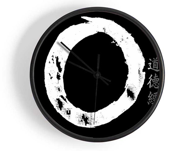 Never Ending Circle White On Black Clock - Wallart-Direct UK