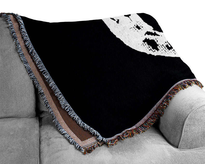Never Ending Circle White On Black Woven Blanket