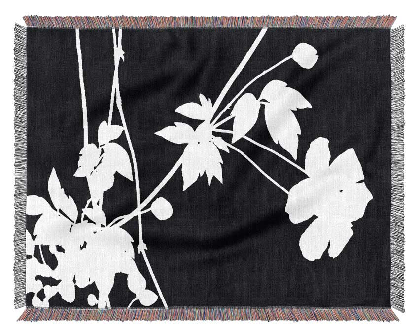 Garden Delight White On Black Woven Blanket