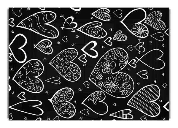 Hearts White On Black