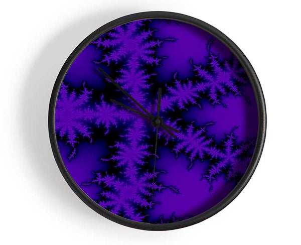 Internal Snow Flake Black On Purple Clock - Wallart-Direct UK