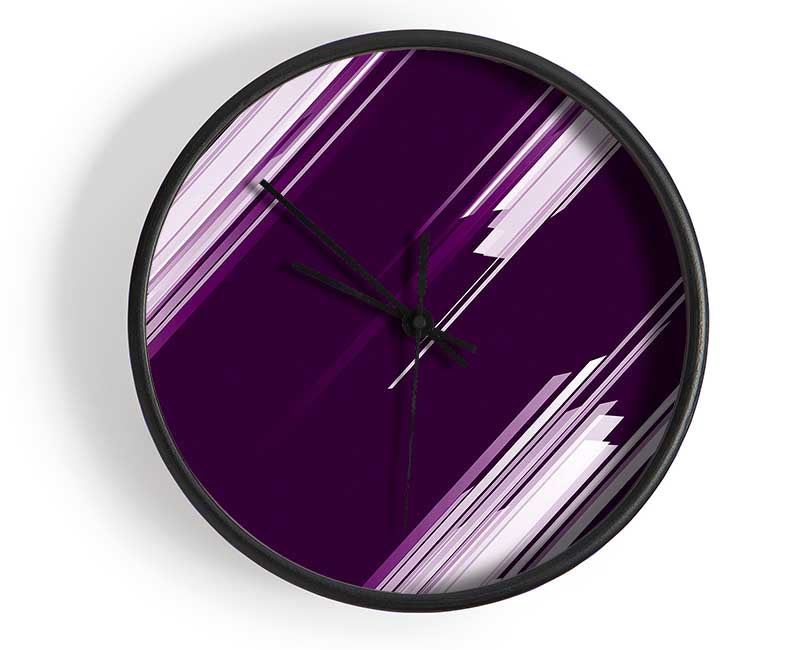 Shards Of Colour White On Purple Clock - Wallart-Direct UK