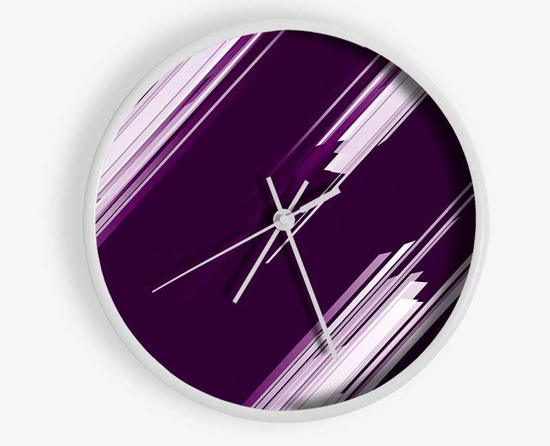 Shards Of Colour White On Purple Clock - Wallart-Direct UK