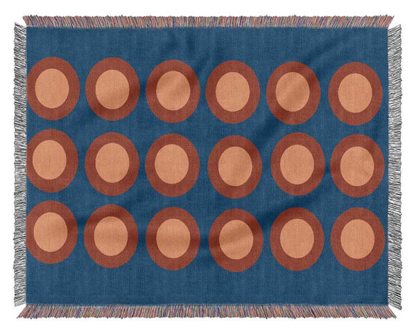 Circles Of Light Yellow On Blue Woven Blanket