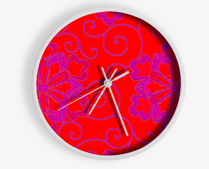 Red Decoration Clock - Wallart-Direct UK