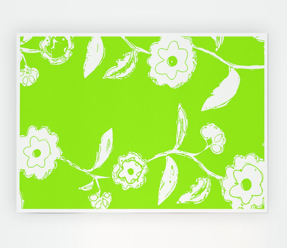 Flower Essence Lime Green Print Poster Wall Art