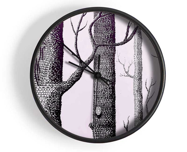 Pink Bark Clock - Wallart-Direct UK