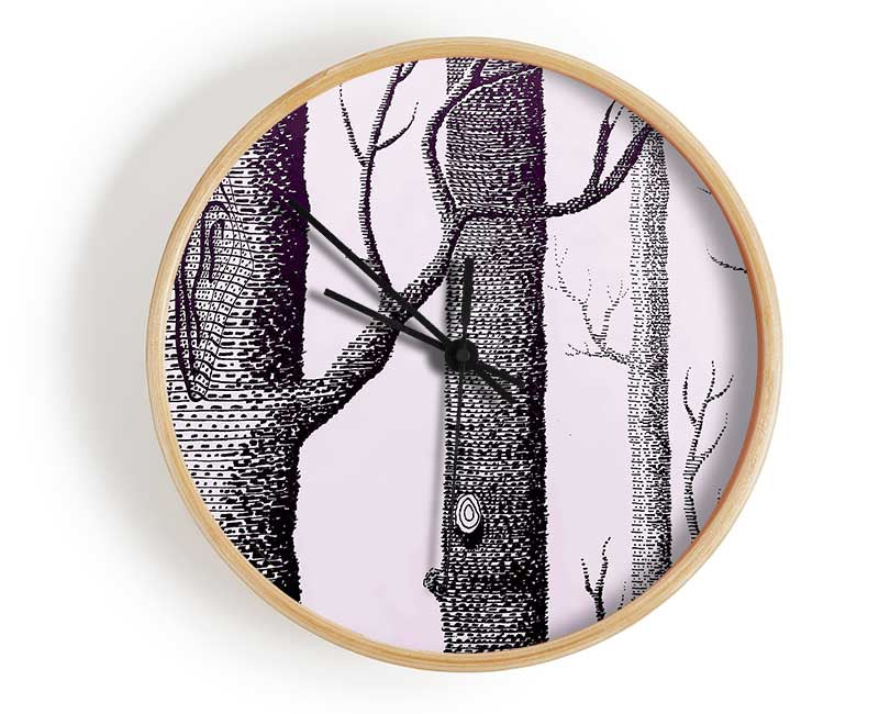 Pink Bark Clock - Wallart-Direct UK