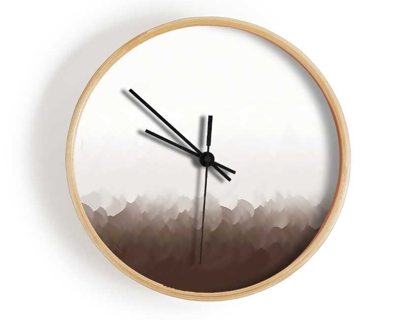 Abstract Ocean Beige On White Clock - Wallart-Direct UK