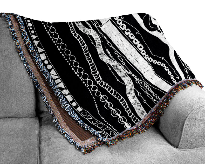 White And Black Vertical Woven Blanket