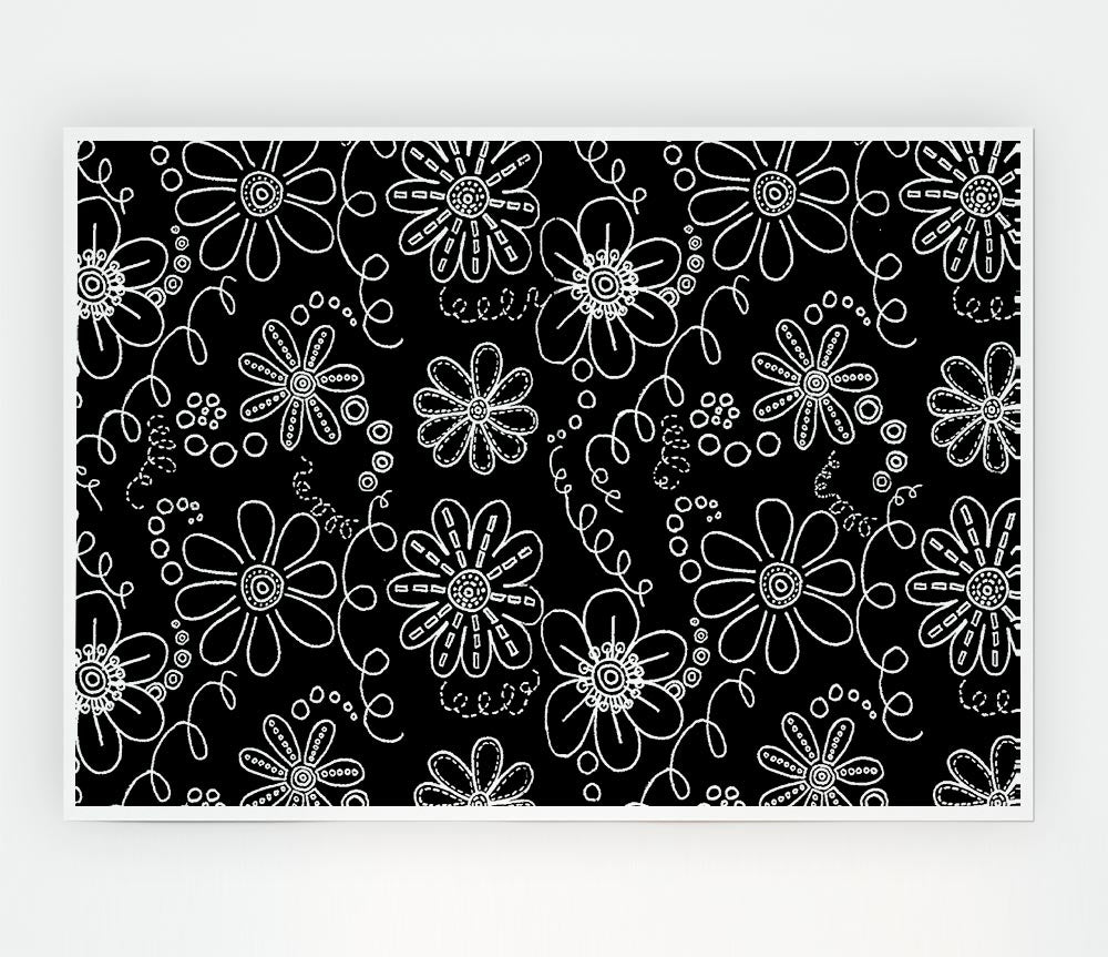 Infusion White On Black Print Poster Wall Art