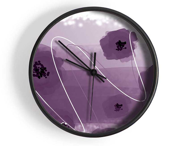 Poppy Heads Lilac Clock - Wallart-Direct UK