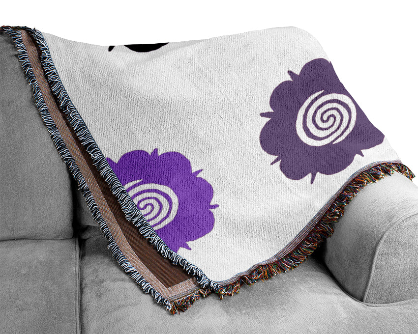 Flowers Purple On White Woven Blanket