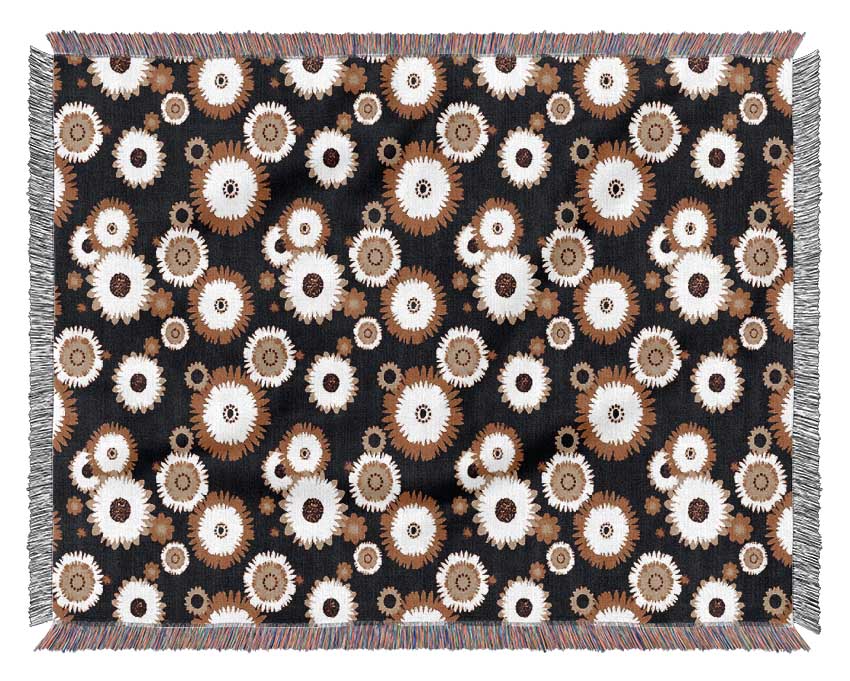 Flower On Flower Brown Woven Blanket