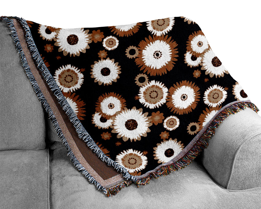 Flower On Flower Brown Woven Blanket