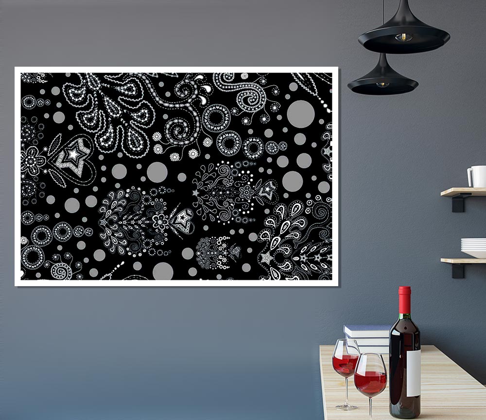 Bloom Explosion Blue Print Poster Wall Art