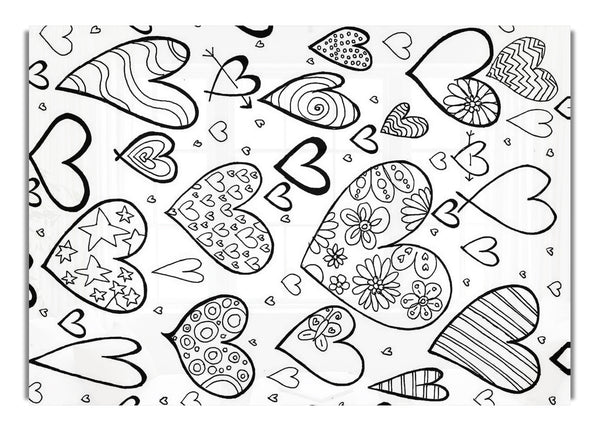Hearts Black On White