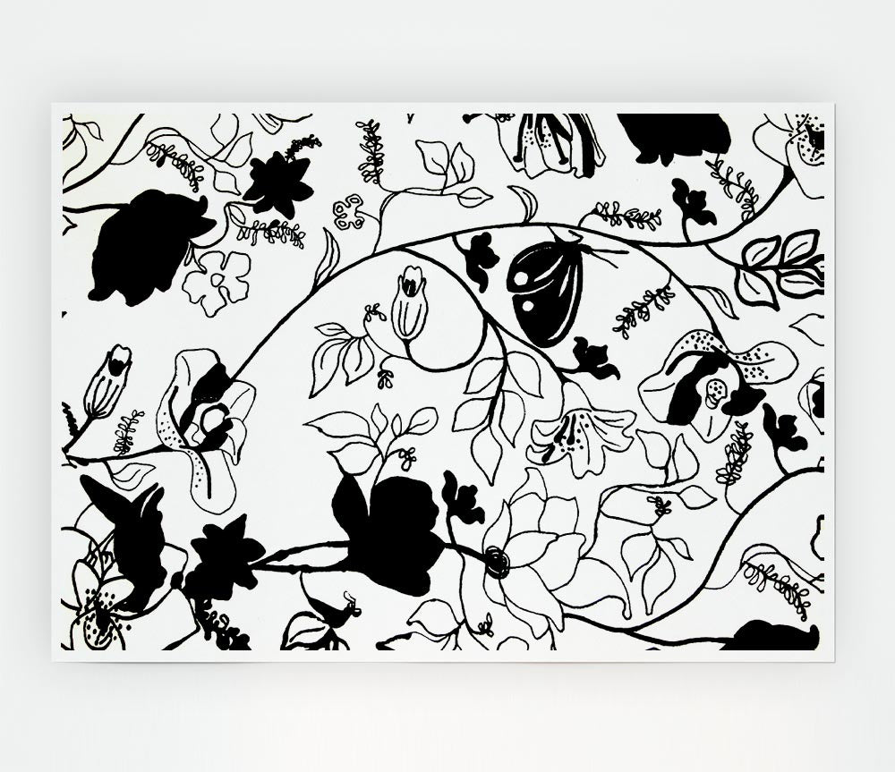 Floral Desire Black On White Print Poster Wall Art
