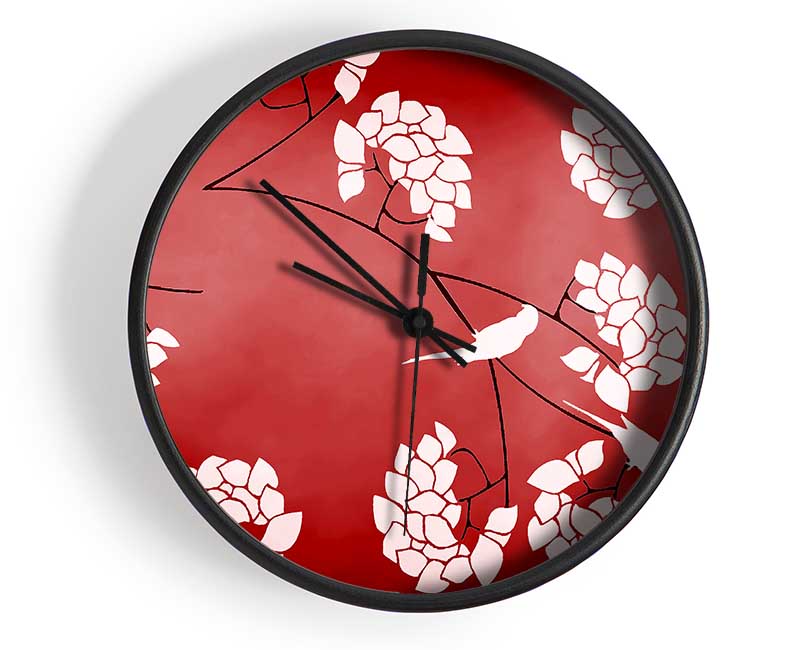 Red Feather Branches Clock - Wallart-Direct UK