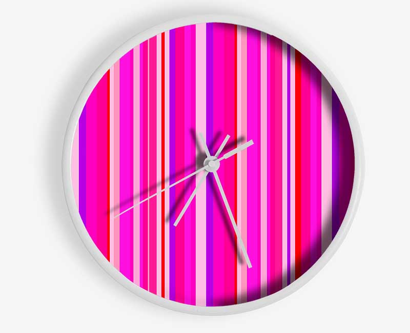 Retro Stripes Pink Clock - Wallart-Direct UK