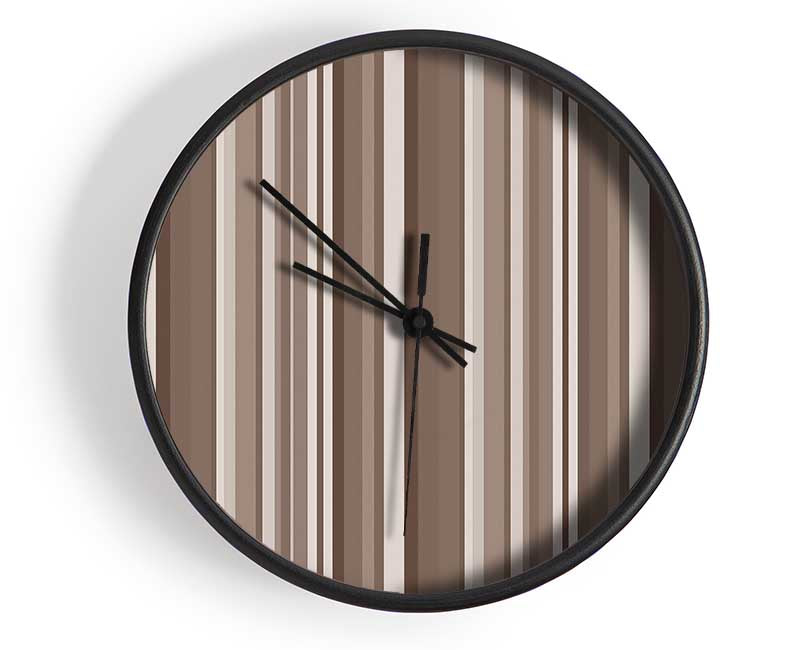 Retro Stripes Beige Clock - Wallart-Direct UK