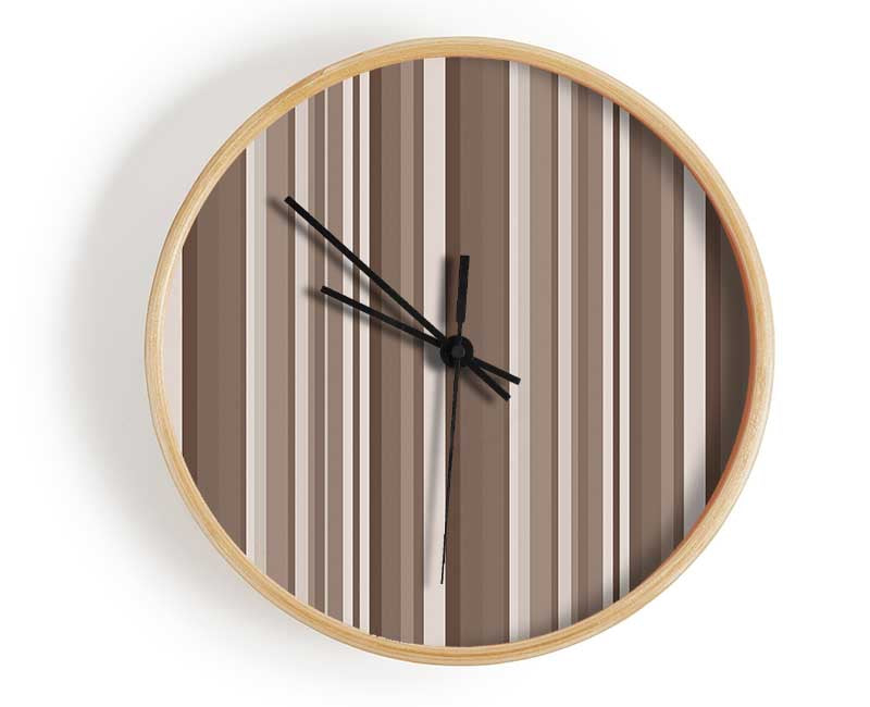 Retro Stripes Beige Clock - Wallart-Direct UK