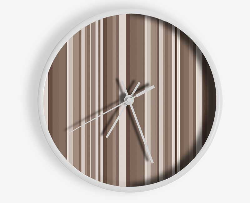 Retro Stripes Beige Clock - Wallart-Direct UK