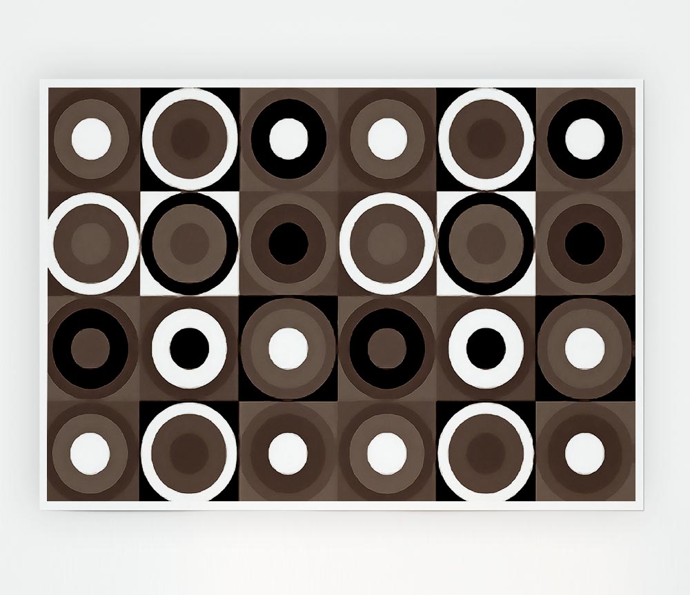 Circles In Squares Beige Print Poster Wall Art