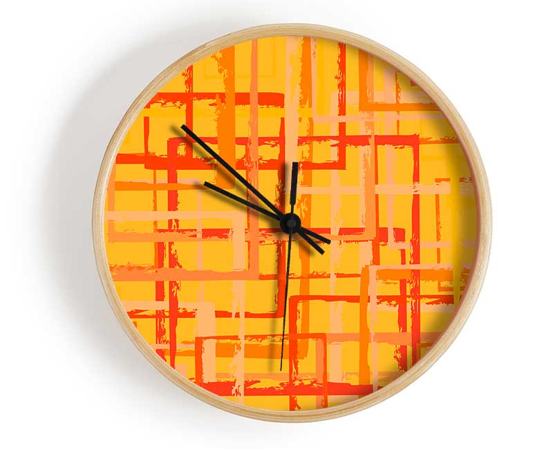 Tangerine Lines Clock - Wallart-Direct UK