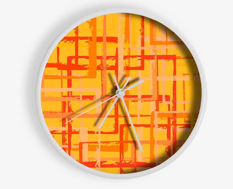 Tangerine Lines Clock - Wallart-Direct UK