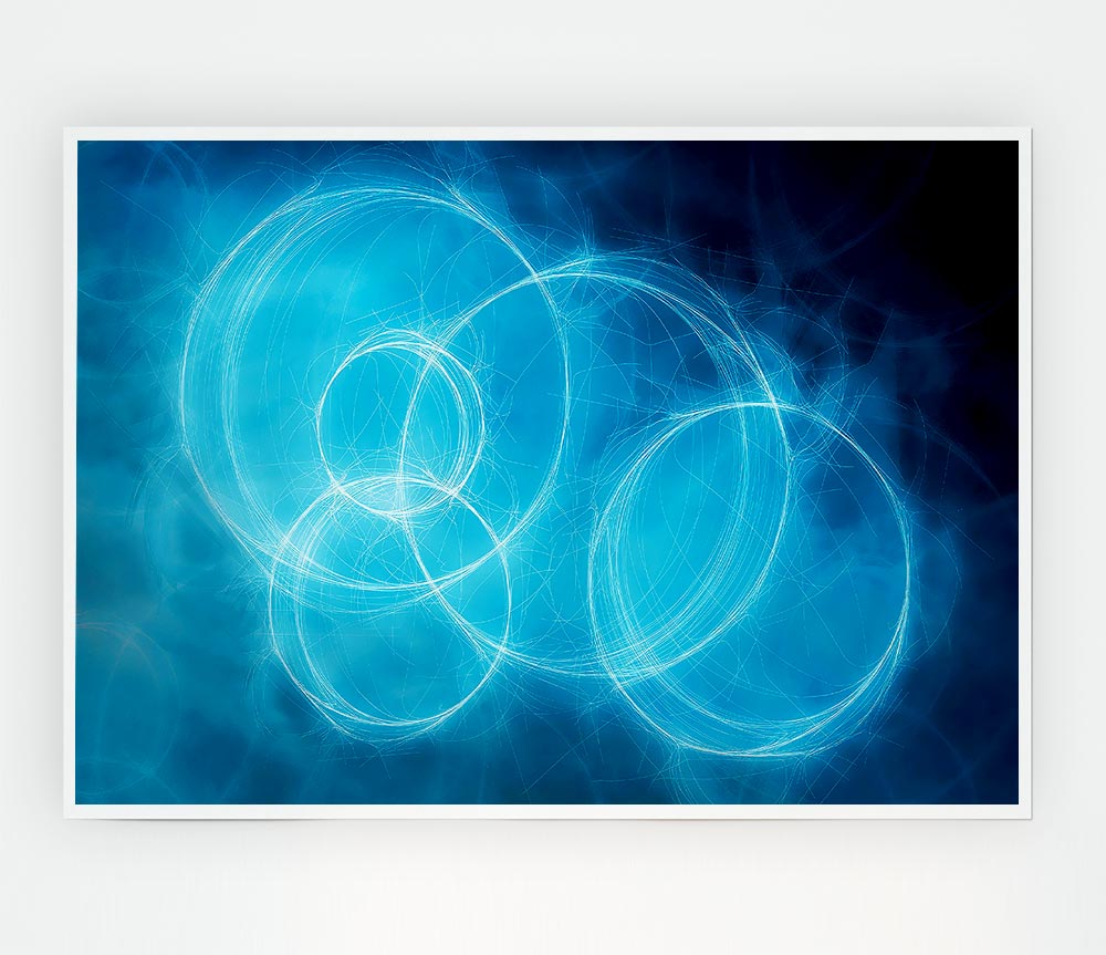 Blue Circular Elusion Print Poster Wall Art